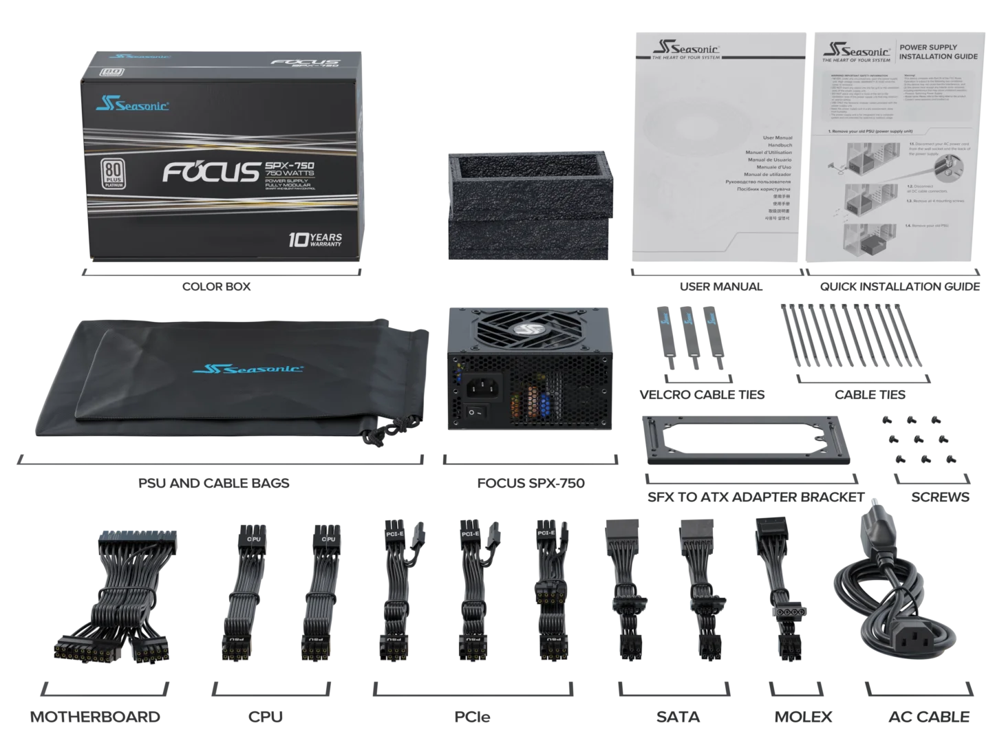 SEASONIC FOCUS SPX- 750 WATTS POWER SUPPLY FULLY MODULAR 80+ PLATINUM - Image 2