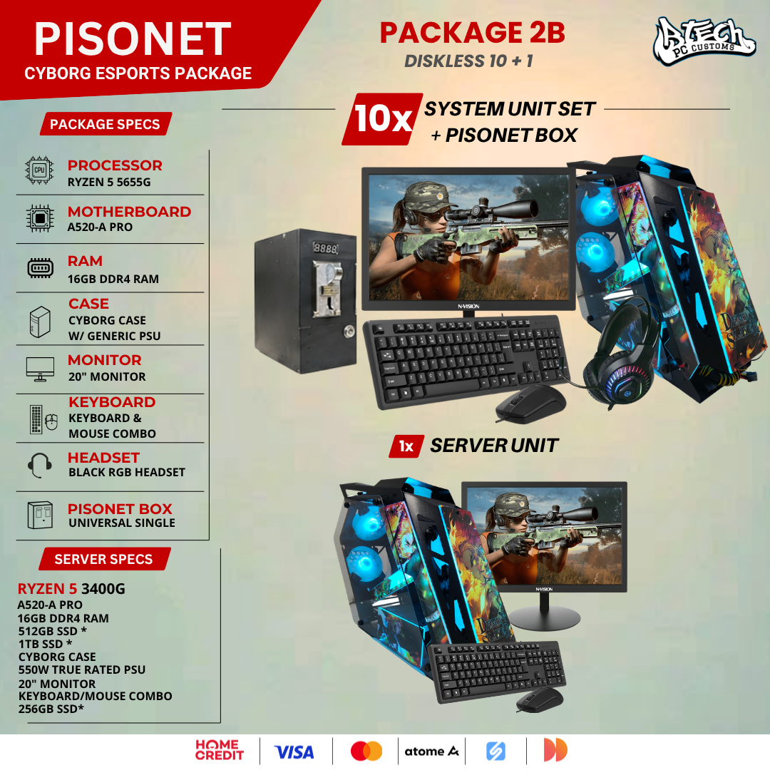 PISONET DISKLESS PACKAGE 2B CYBORG E-SPORTS PACKAGE 10+1