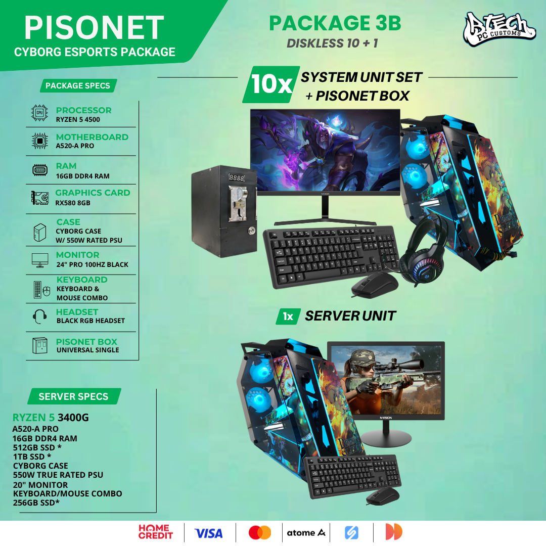 PISONET DISKLESS PACKAGE 3A CYBORG E-SPORTS PACKAGE 10+1